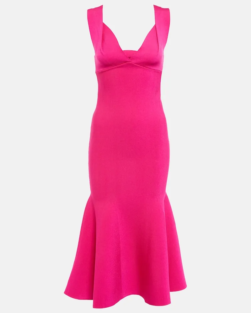 Roland Mouret Asymmetrisches Midikleid Rosa