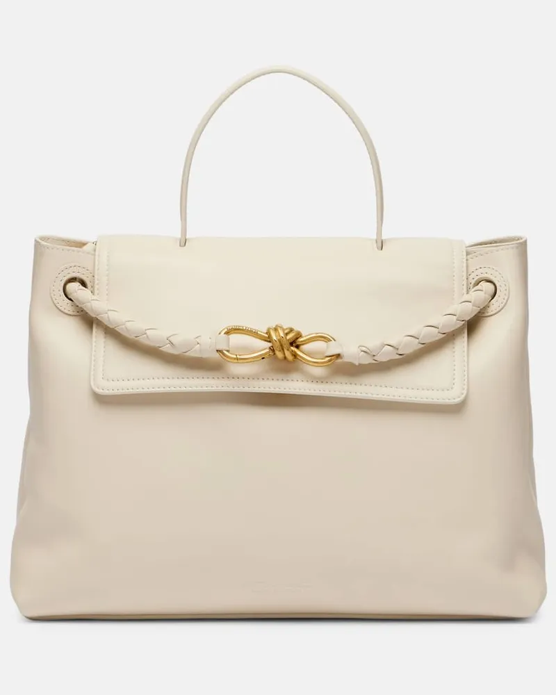 Bottega Veneta Tote Bag Ciao Ciao Medium aus Leder Weiß