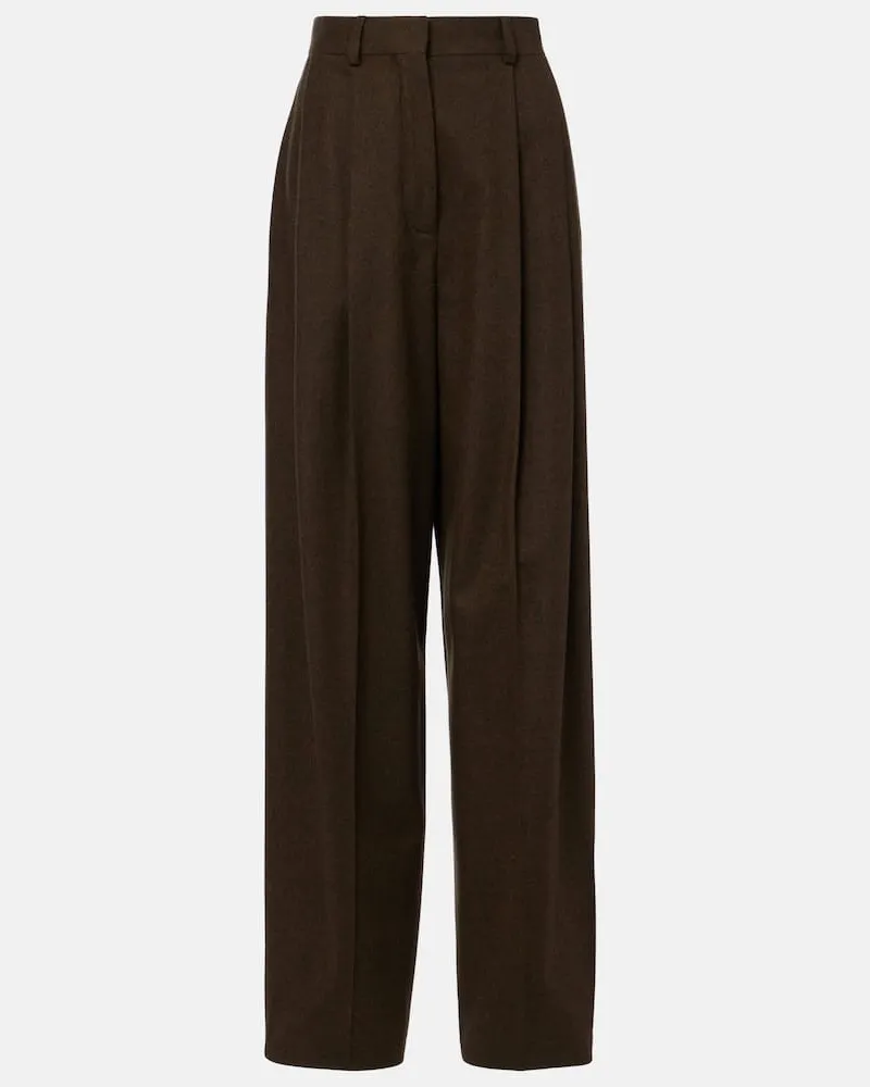 Loro Piana Weite High-Rise-Hose aus Wolle und Kaschmir Braun