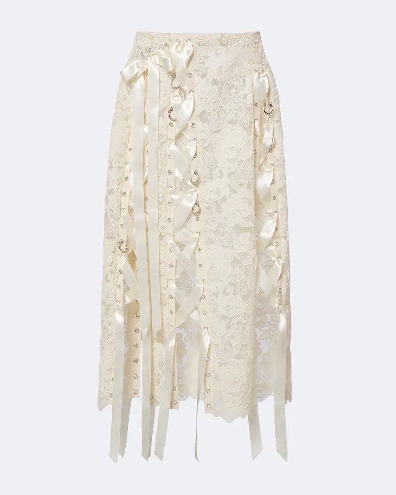 Simone Rocha Midirock Unraveling aus Spitze Weiß