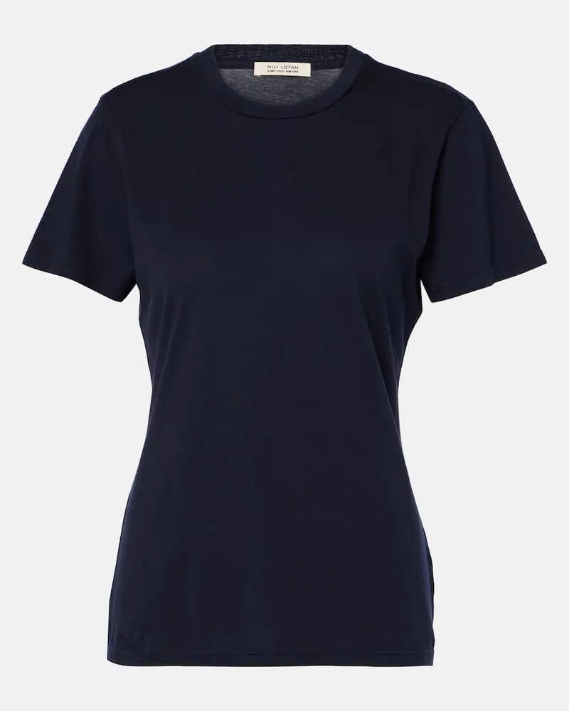 Nili Lotan T-Shirt aus Baumwoll-Jersey Blau