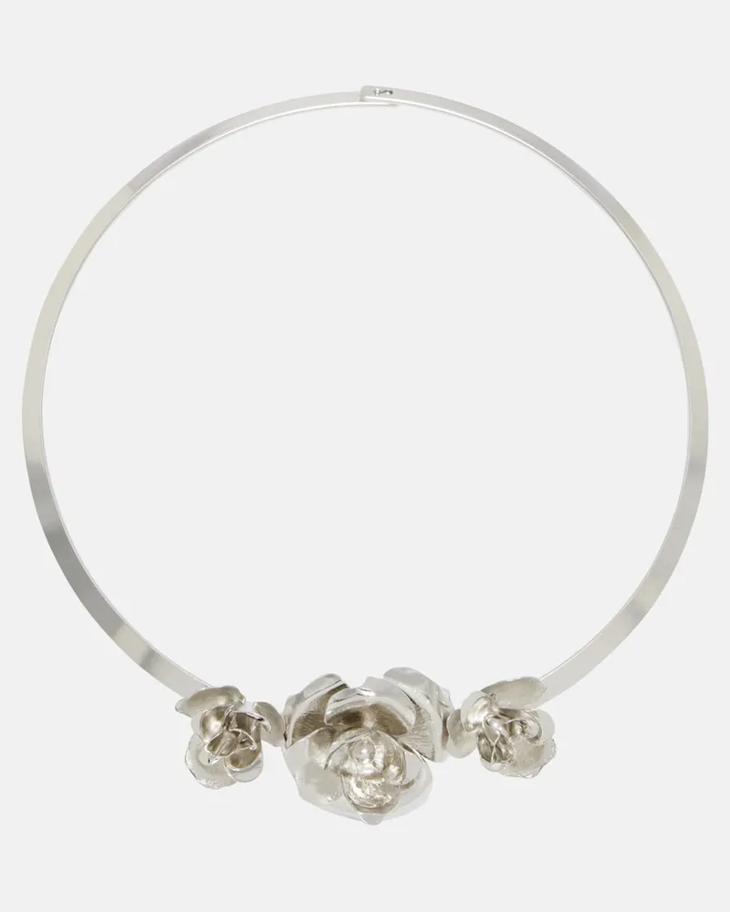 Jennifer Behr Halskette Rosalba mit floraler Applikation Silber