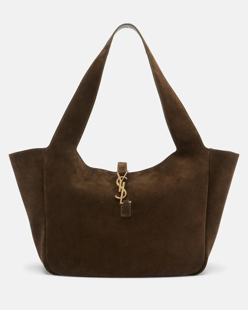 Saint Laurent Tote Bag Le 5 À 7 Bea aus Veloursleder Braun