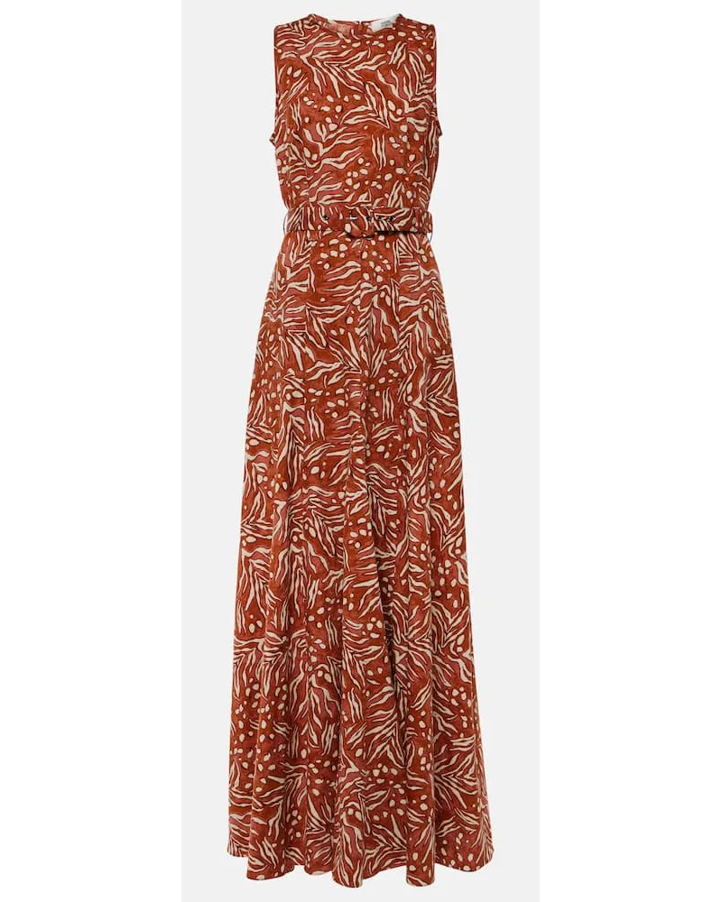 Diane von Furstenberg Maxikleid Elliot aus Baumwolle und Leinen Rot
