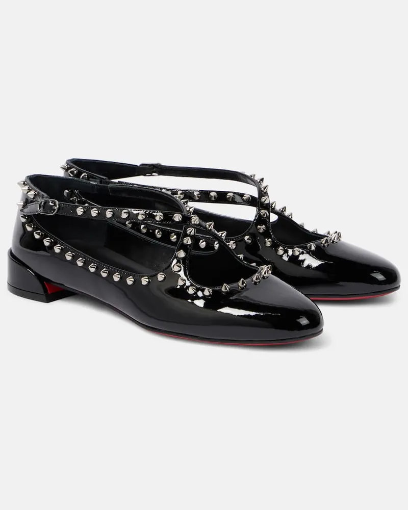 Christian Louboutin Verzierte Ballerinas Pilouta Jane aus Lackleder Schwarz