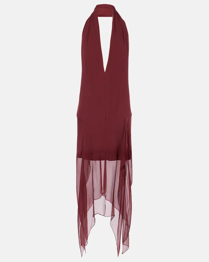 Ferragamo Minikleid aus Seiden-Georgette Burgunderrot