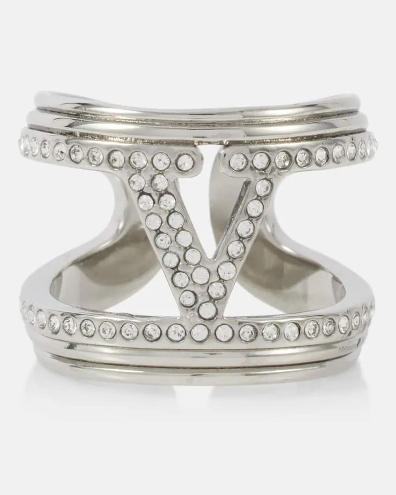Valentino Garavani Ring VLogo mit Kristallen Silber