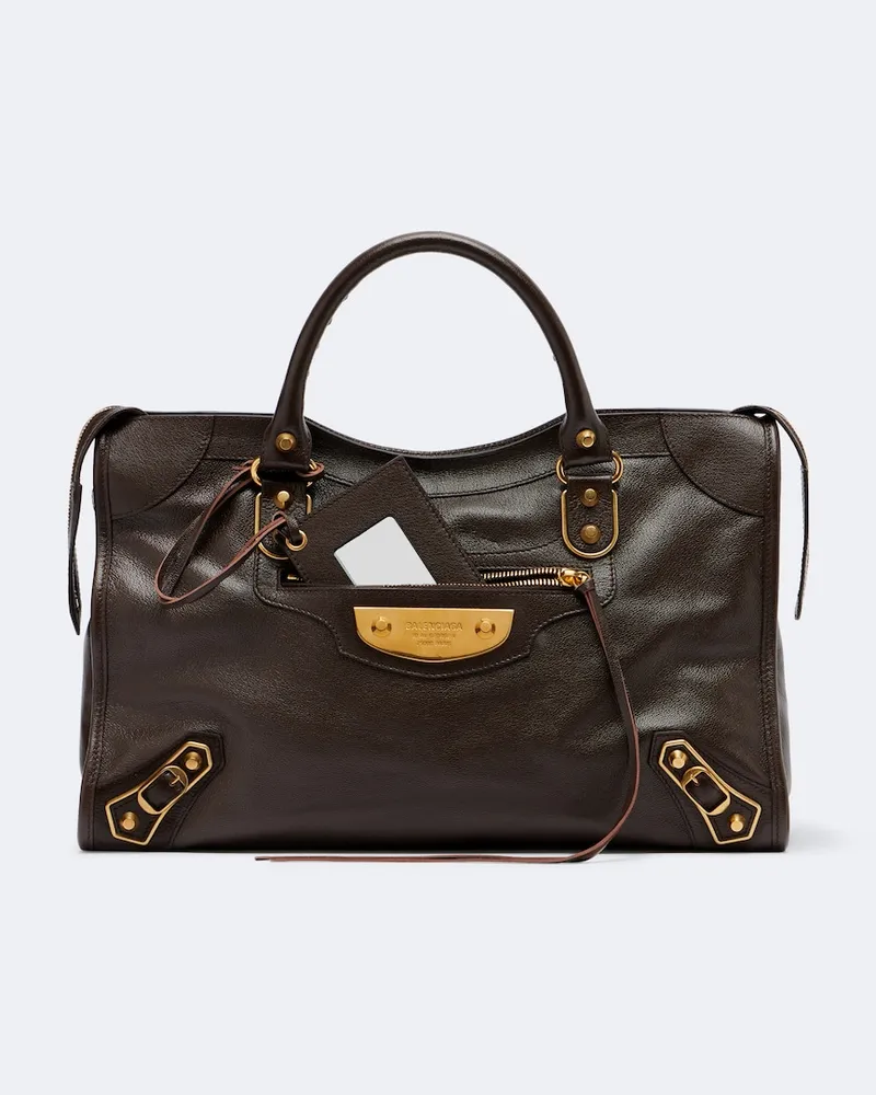 Balenciaga Henkeltasche Le City Uptown Medium aus Leder Braun