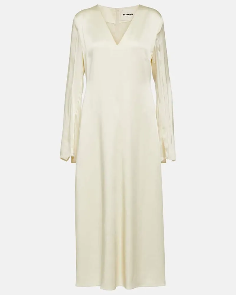 Jil Sander Midikleid aus Satin Weiß