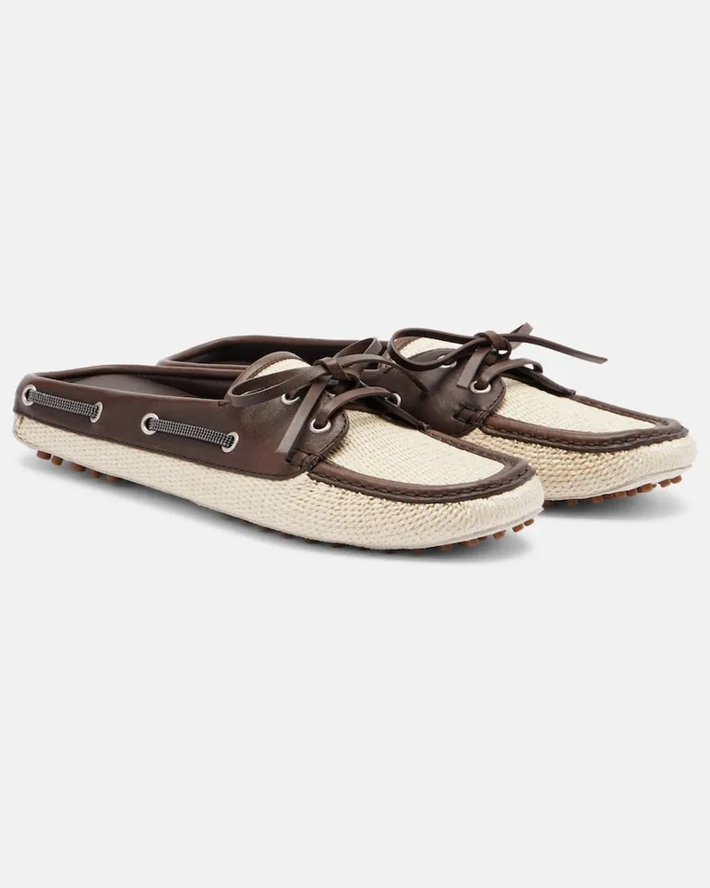 Brunello Cucinelli Slippers Monili aus Canvas Braun