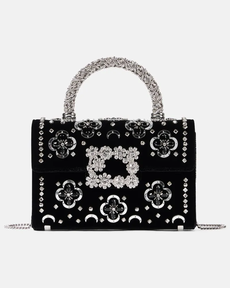 Roger Vivier Verzierte Tote Jewel Efflorescence aus Samt Schwarz
