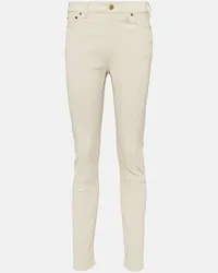 Ralph Lauren High-Rise-Hose aus Leder Weiss