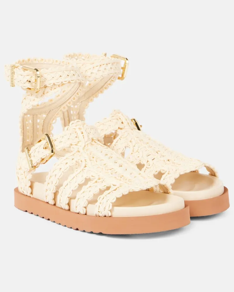 Zimmermann Sandalen Goldie aus Raffiabast Beige