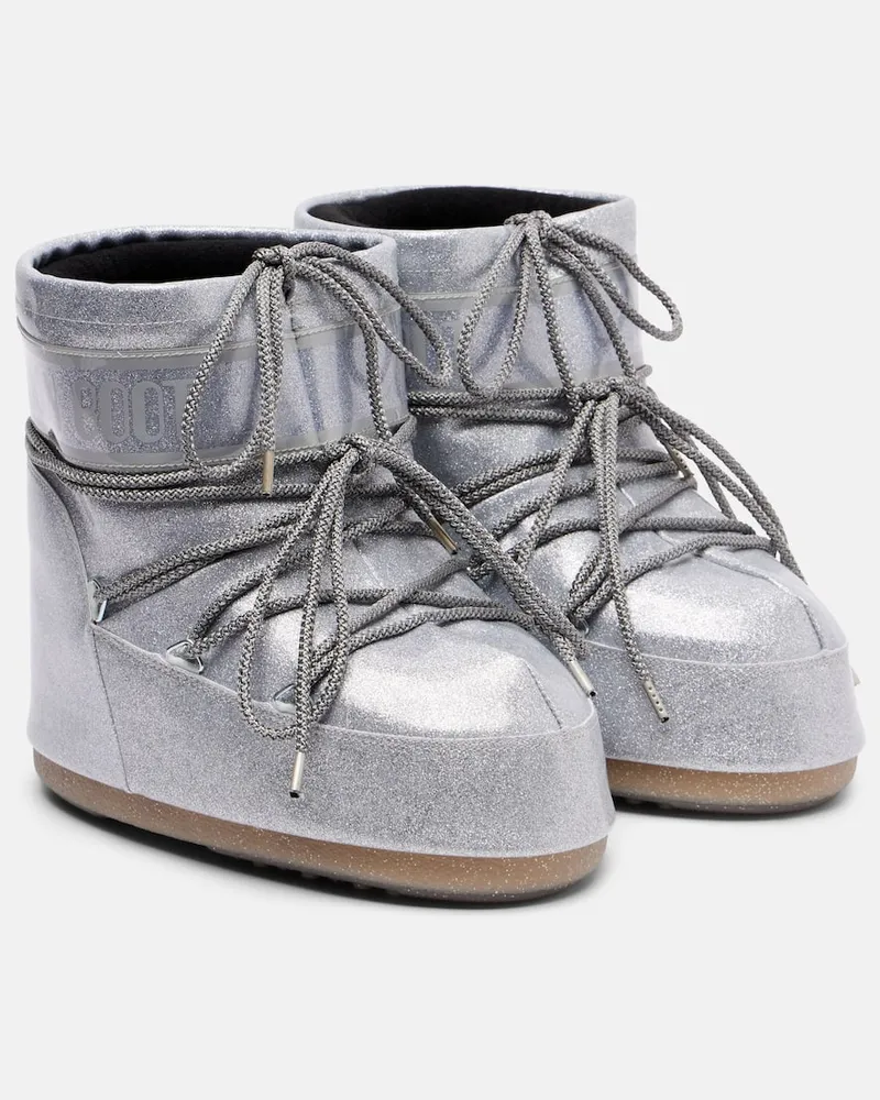 Moon Boot Schneestiefel Icon Low mit Glitter Silber