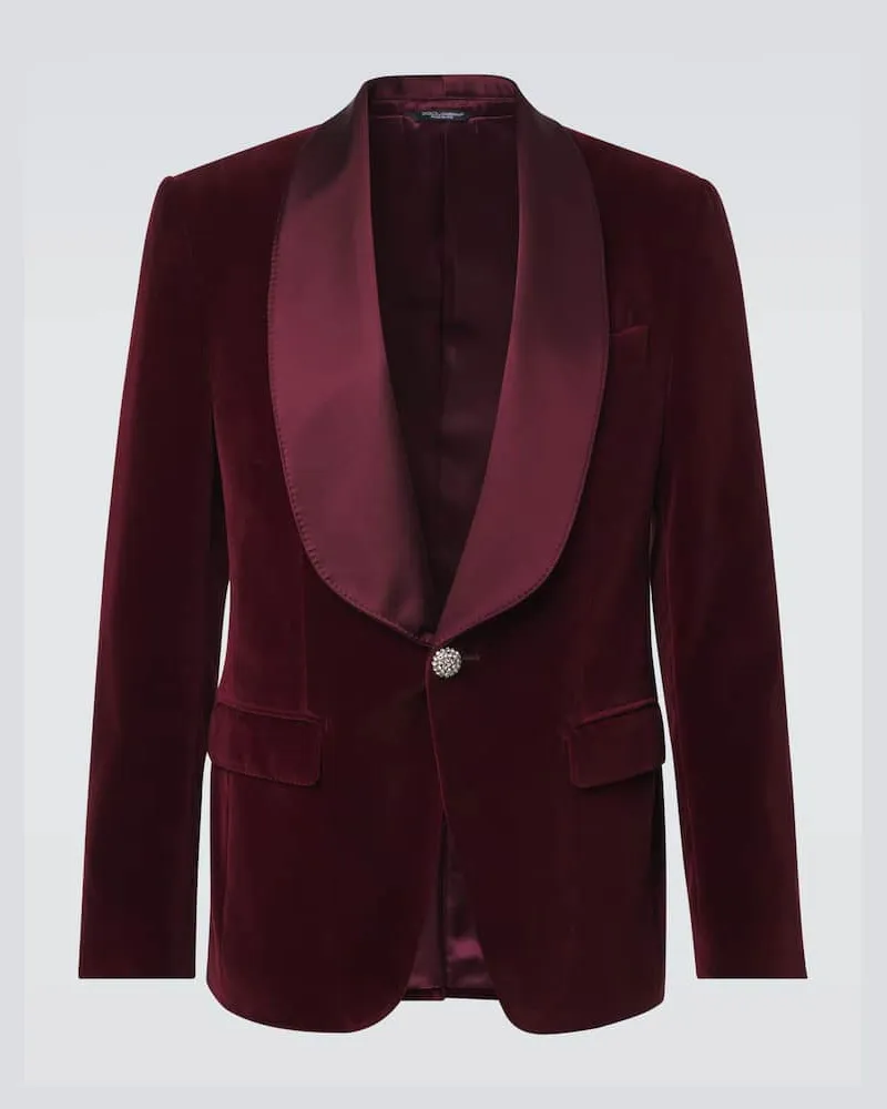 Dolce & Gabbana Smokingjacke aus Samt Burgunderrot