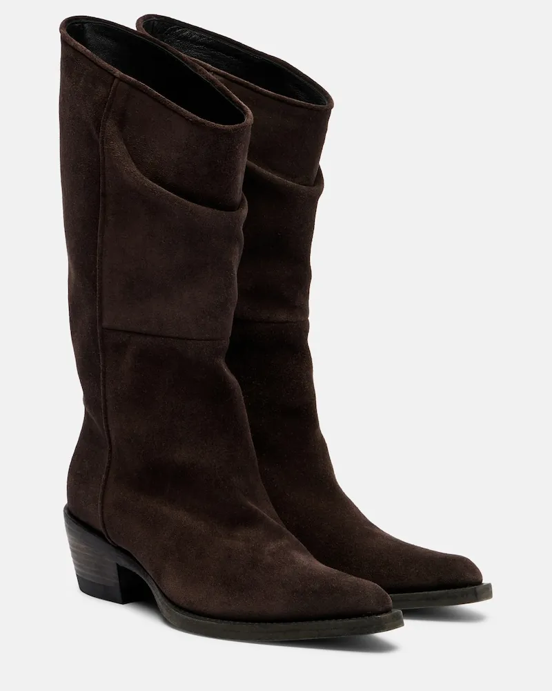 KHAITE Stiefel Clive aus Veloursleder Braun