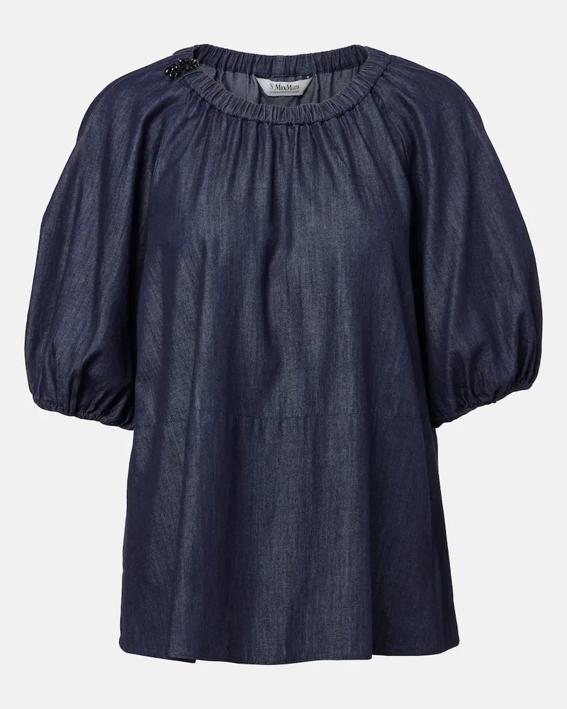 Max Mara Top Talia aus Baumwoll-Chambray Blau