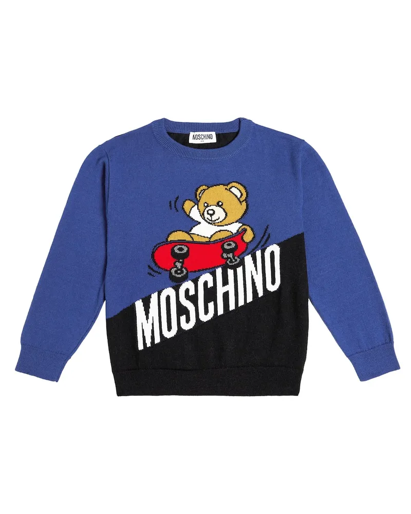 Moschino Pullover aus Baumwolle und Wolle Blau