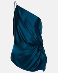 The Sei One-Shoulder-Top aus Seidensatin Blau