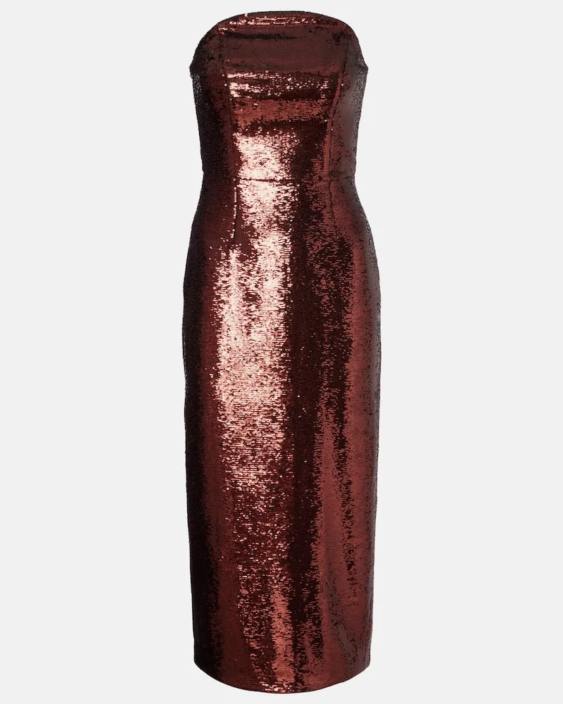 Roland Mouret Midikleid mit Pailletten Braun