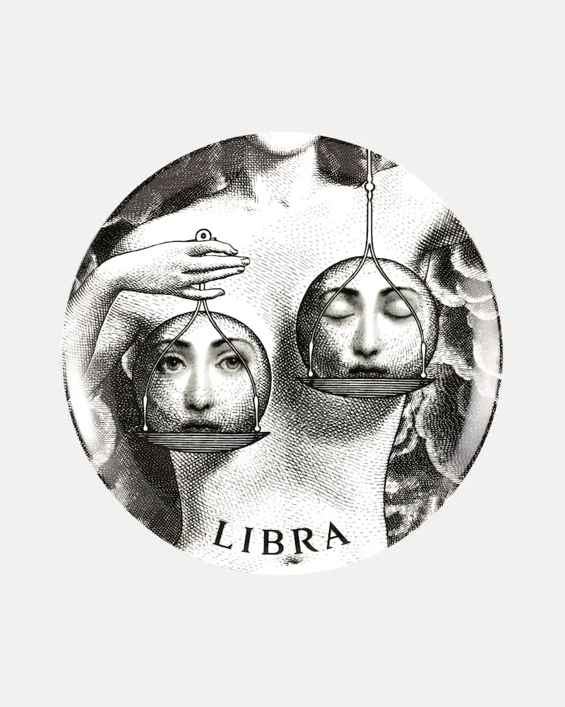Fornasetti Wandteller Tema e Variazioni Libra Nr. 354 Schwarz