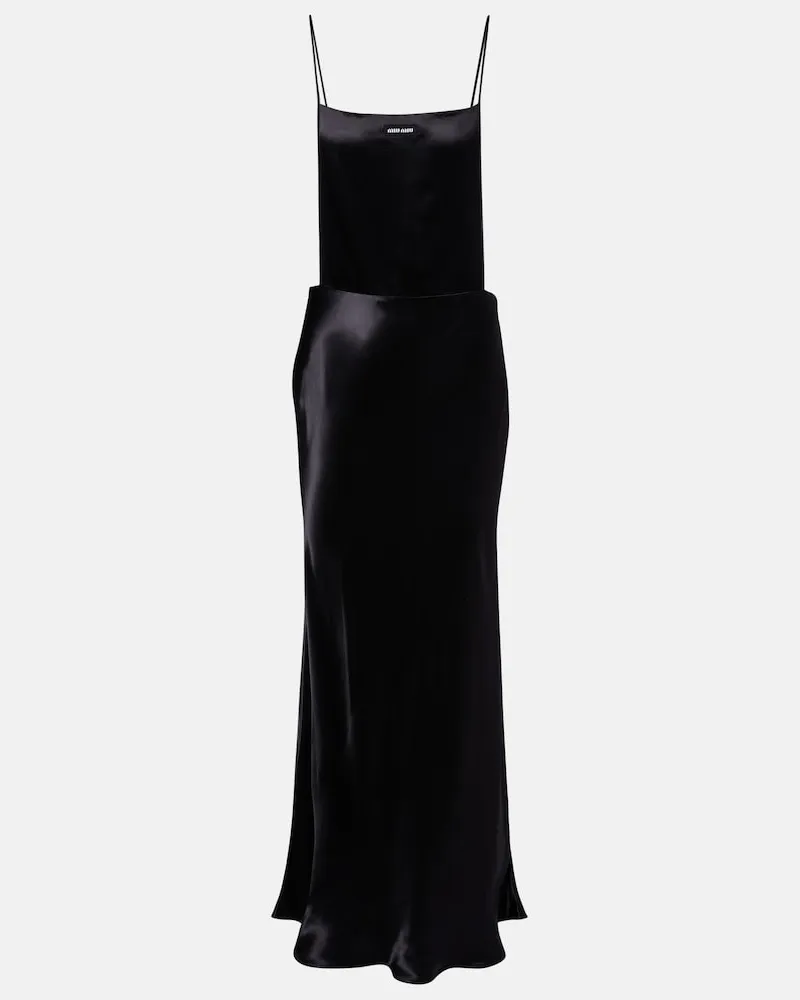 Miu Miu Slipdress aus Satin Schwarz