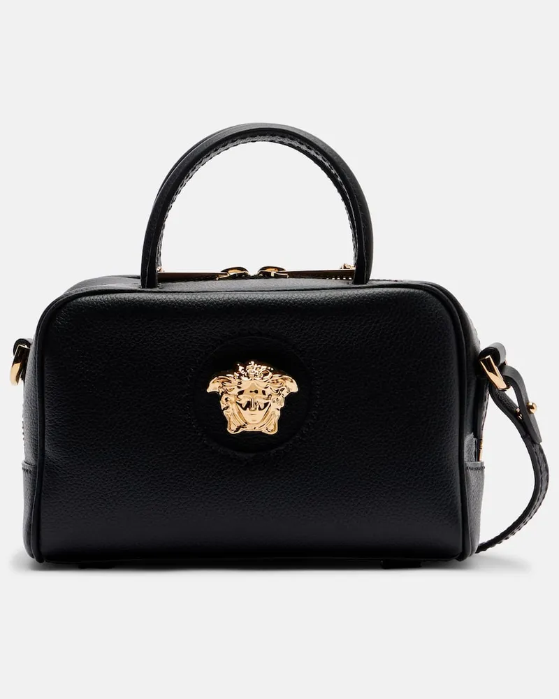 Versace Tote Bag La Medusa Small aus Leder Schwarz