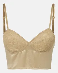 Saint Laurent Bustier-Top aus Baumwolle und Seide Beige