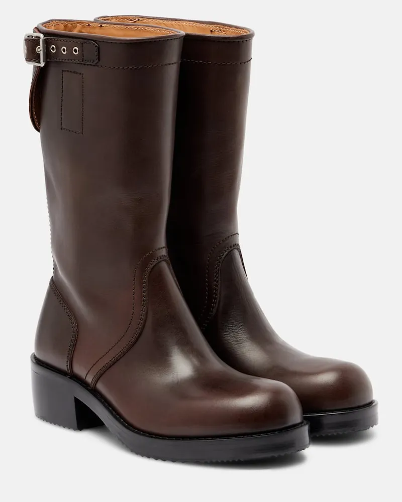 Dries van Noten Bikerstiefel aus Leder Braun