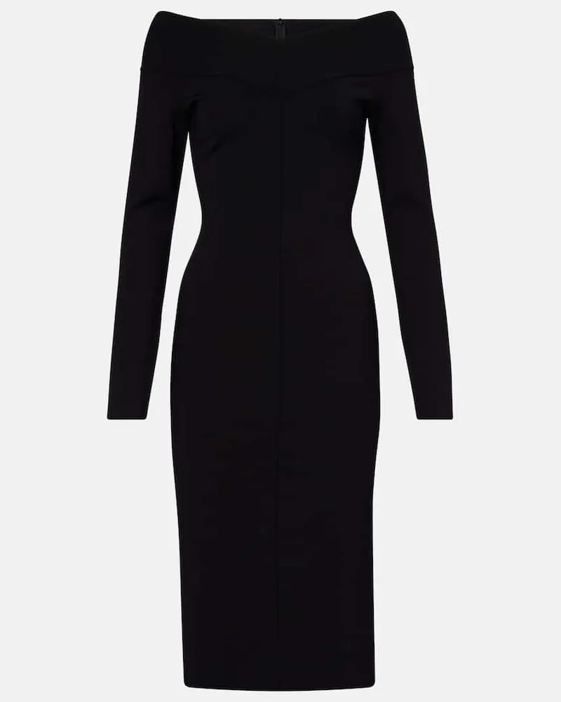 Stella McCartney Off-Shoulder-Midikleid aus Jersey Schwarz
