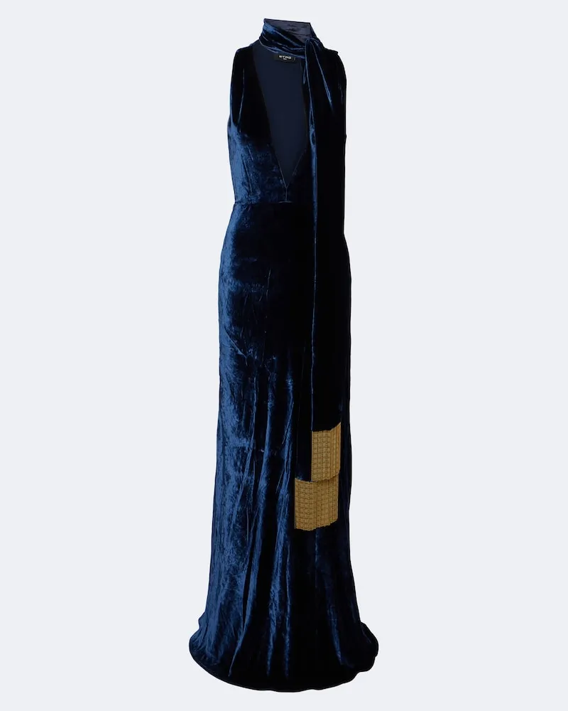 Etro Robe aus Samt Blau
