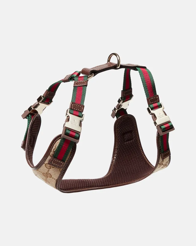 Gucci Geschirr für Hunde S/M GG aus Canvas Schwarz
