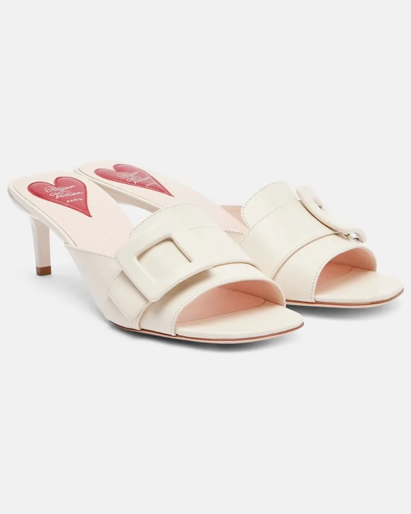 Roger Vivier Pantoletten Viv‘ Choc aus Leder Weiß