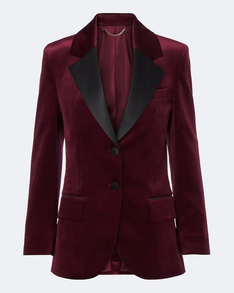 Victoria Beckham Smokingjacke Camilla aus Samt mit Satin Burgunderrot