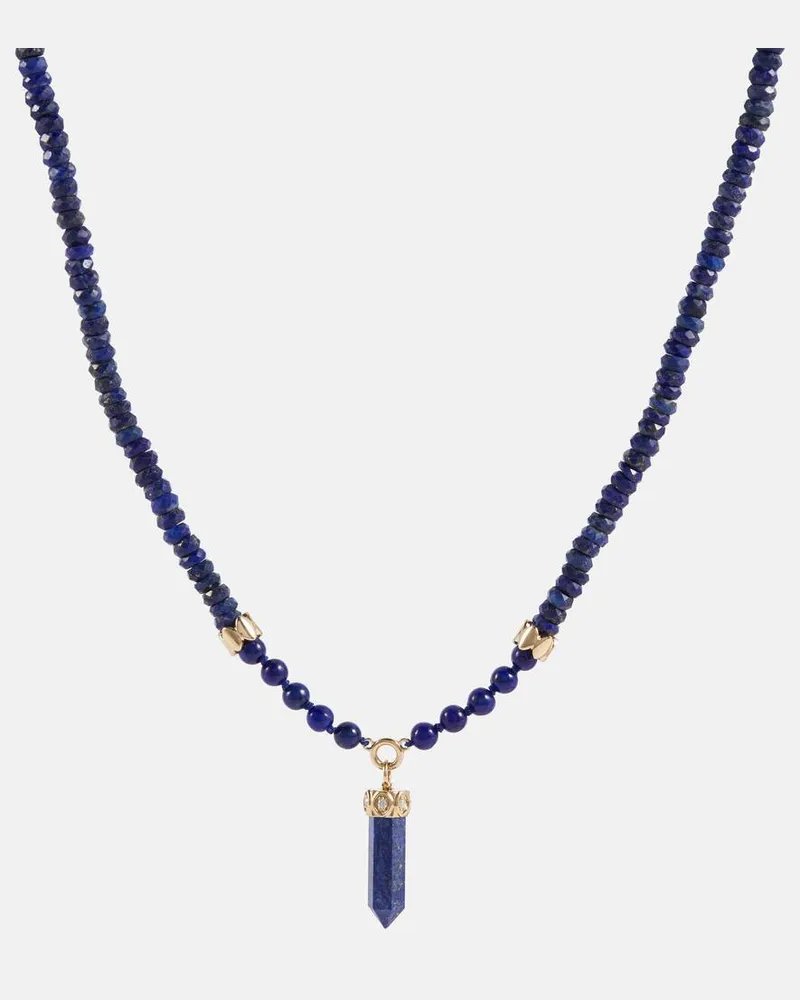 Sydney Evan Halskette aus Lapislazuli mit 14kt Gelbgold und Diamanten Blau
