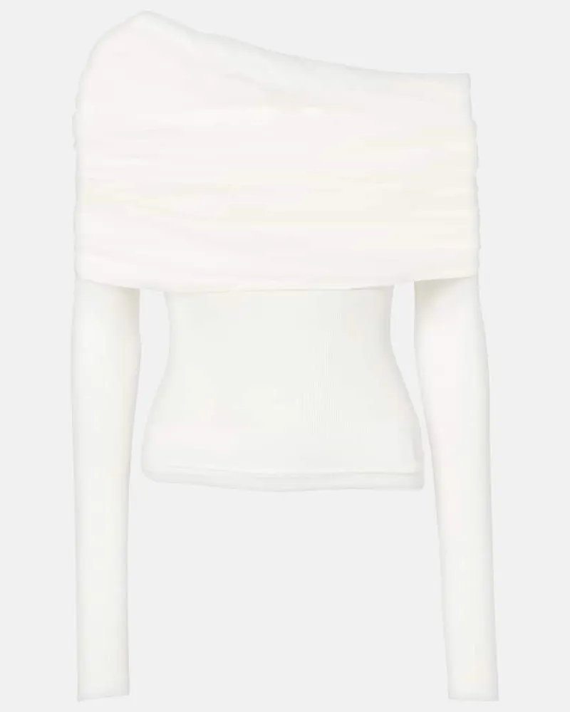 Christopher Esber Off-Shoulder-Top Sonora Veiled Weiß