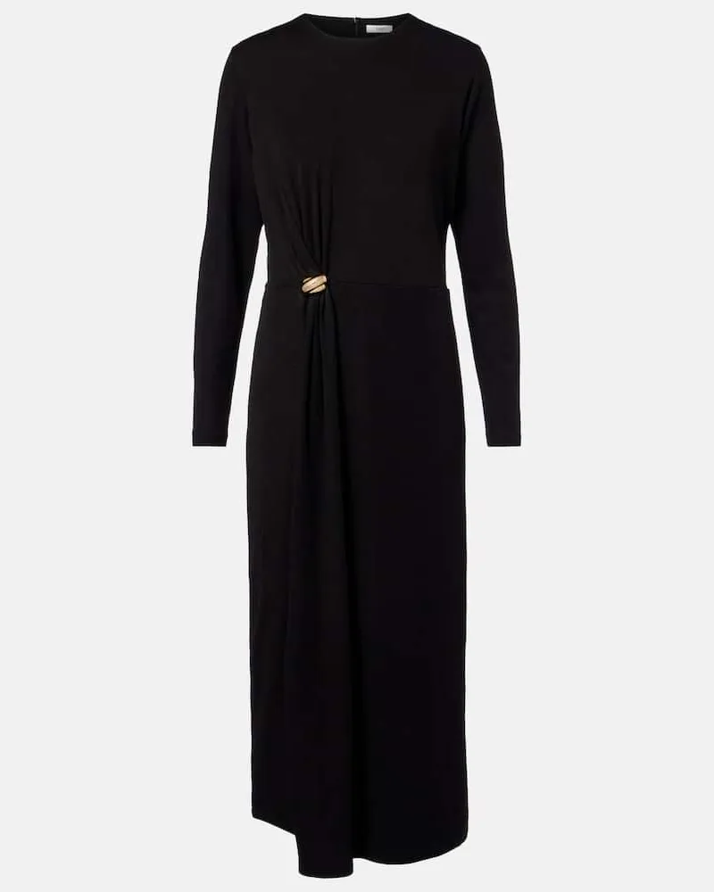 Vince Midikleid aus einem Wollgemisch Schwarz