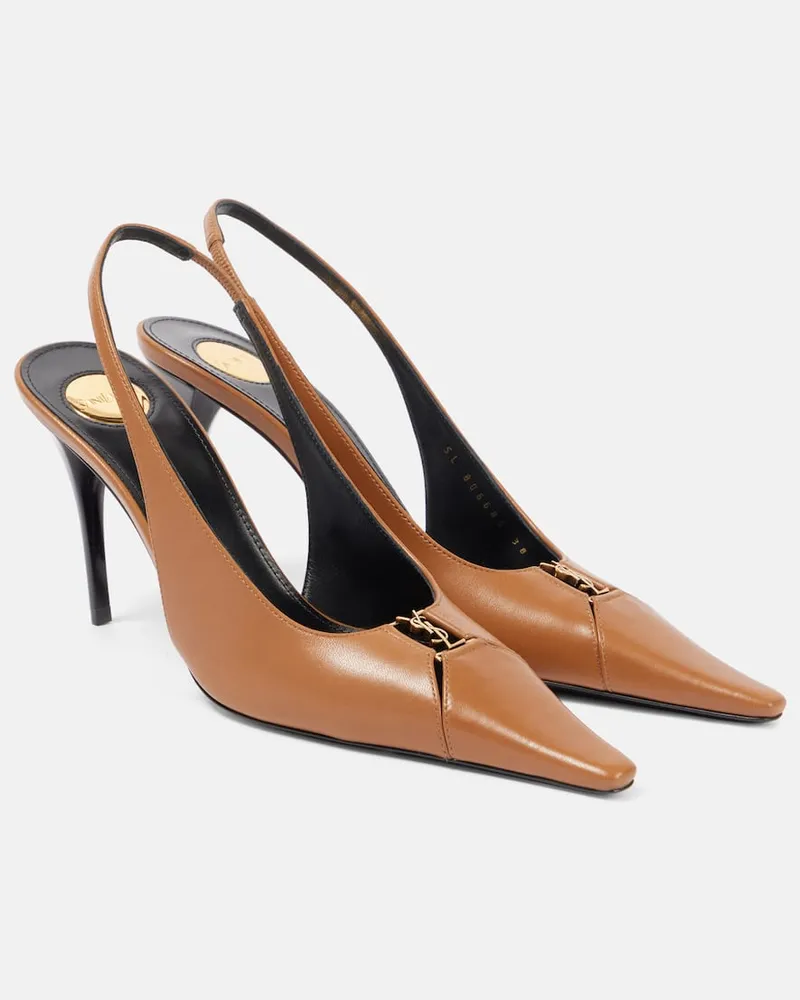 Saint Laurent Slingback-Pumps Babylone Breteuil 90 Braun