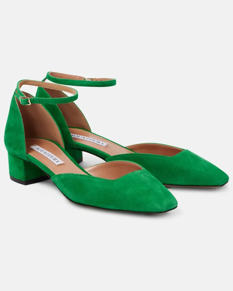 Aquazzura Pumps Asha 35 aus Veloursleder Grün