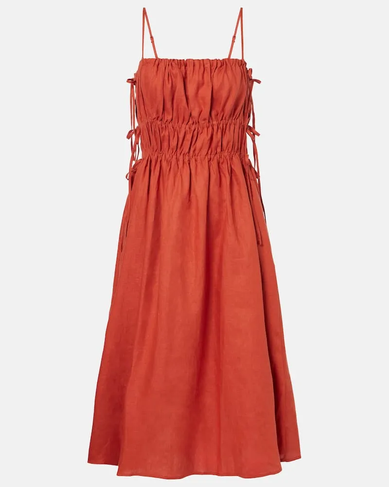 ASCENO Midikleid Eze aus Leinen Orange