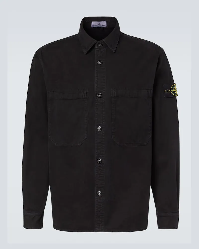 Stone Island Hemdjacke Compass aus Baumwolle Schwarz