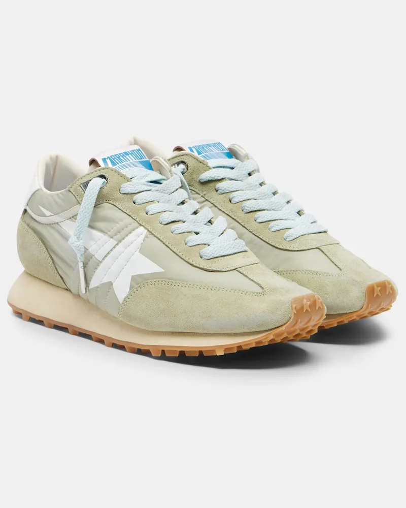 Golden Goose Sneakers Running Marathon mit Veloursleder Grün