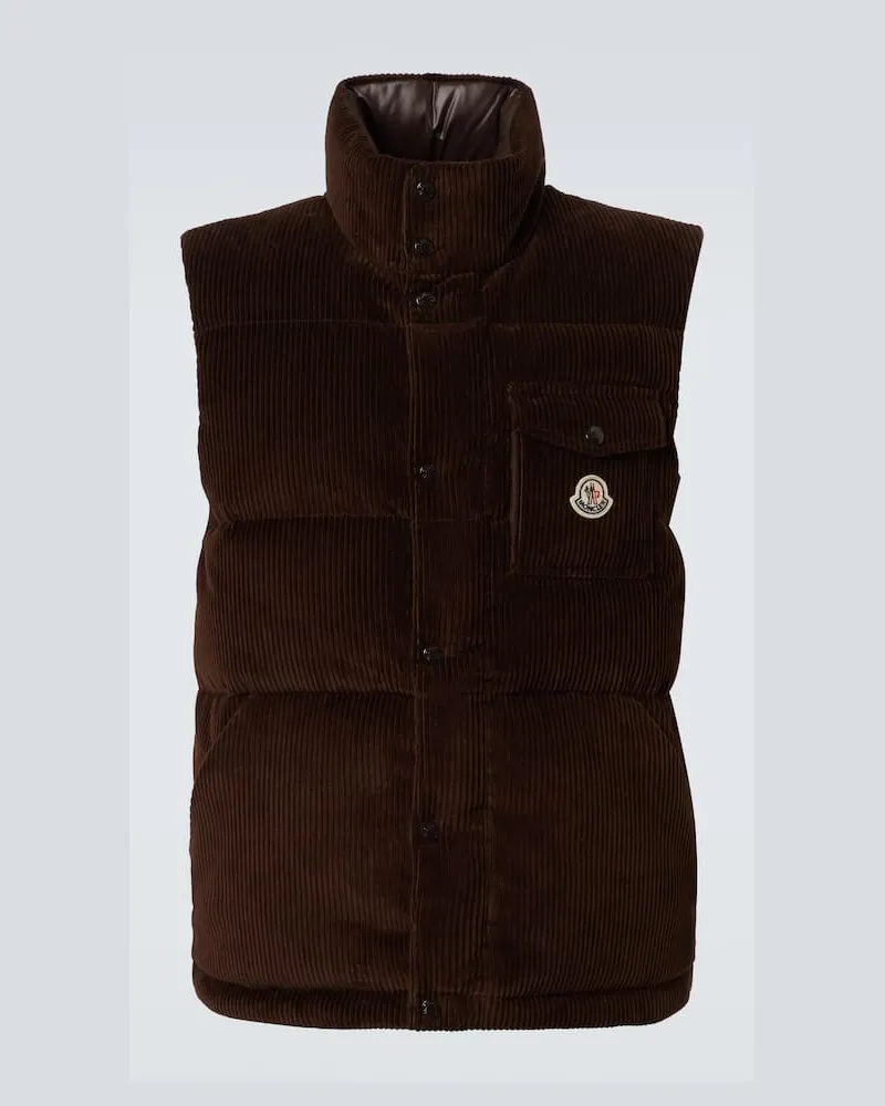 Moncler Daunenweste Agen aus Baumwoll-Cord Braun