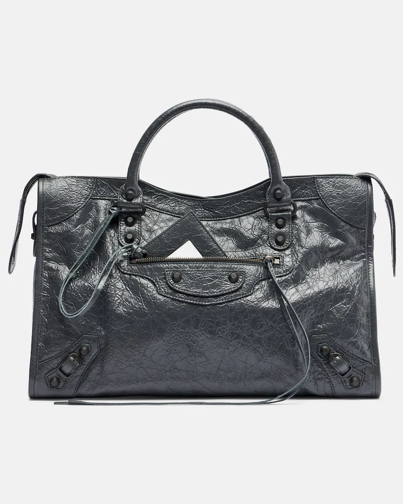 Balenciaga Henkeltasche Le City aus Leder Grau