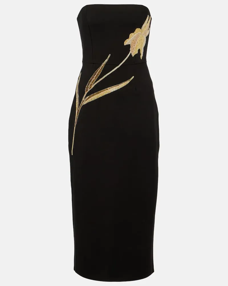 STAUD Verziertes Midikleid Brooke Schwarz