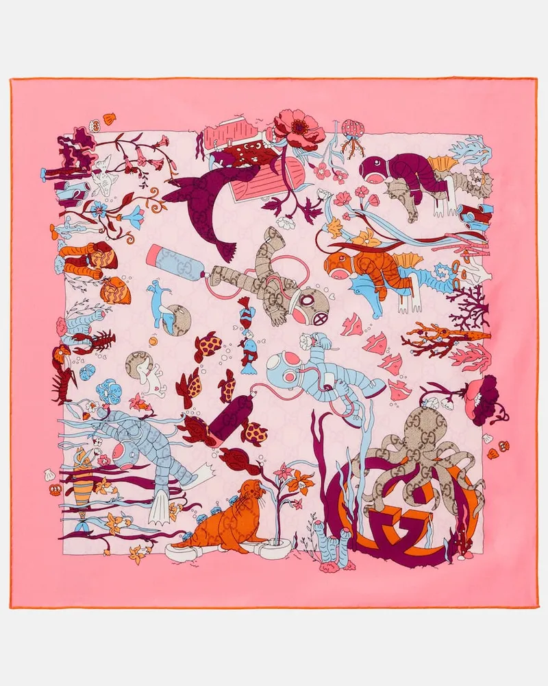 Gucci Bedrucktes Tuch aus Seiden-Twill Multicolor