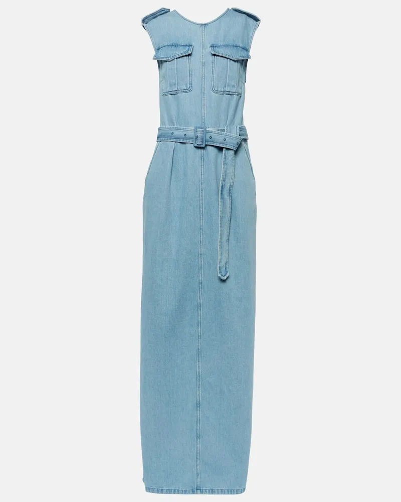 Dries van Noten Maxikleid aus Denim Blau