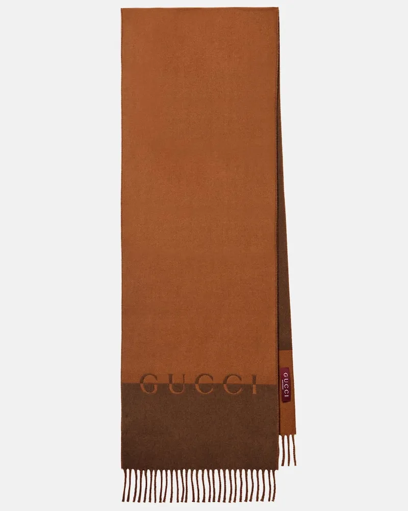 Gucci Schal aus Wolle und Kaschmir Braun