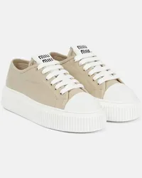 Miu Miu Sneakers aus Baumwoll-Canvas Beige