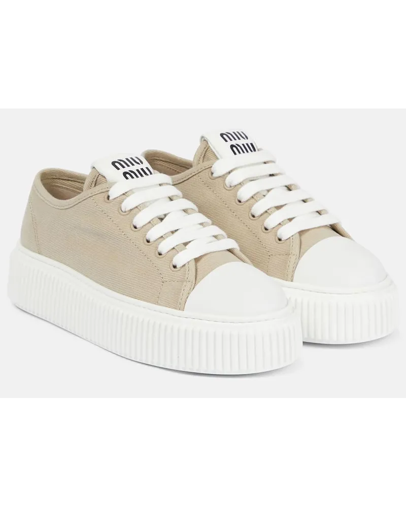 Miu Miu Sneakers aus Baumwoll-Canvas Beige